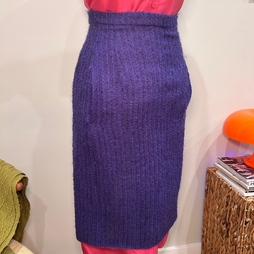 Purple wool blend midi skirt
